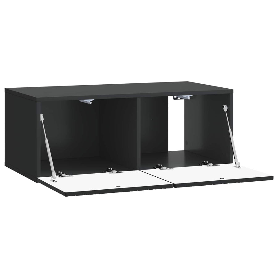 Wandbeugel TV-kast 98 x 31 cm Zwart Bewerkt hout Wandgemonteerd