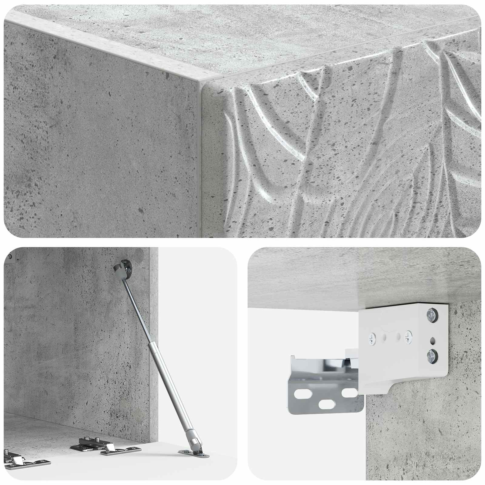 Wandbeugel TV-kast 98 x 31 cm Betongrijs Bewerkt hout
