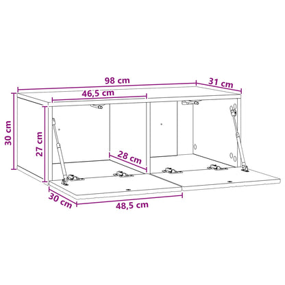 Wandbeugel TV-kast 98 x 31 cm Betongrijs Bewerkt hout