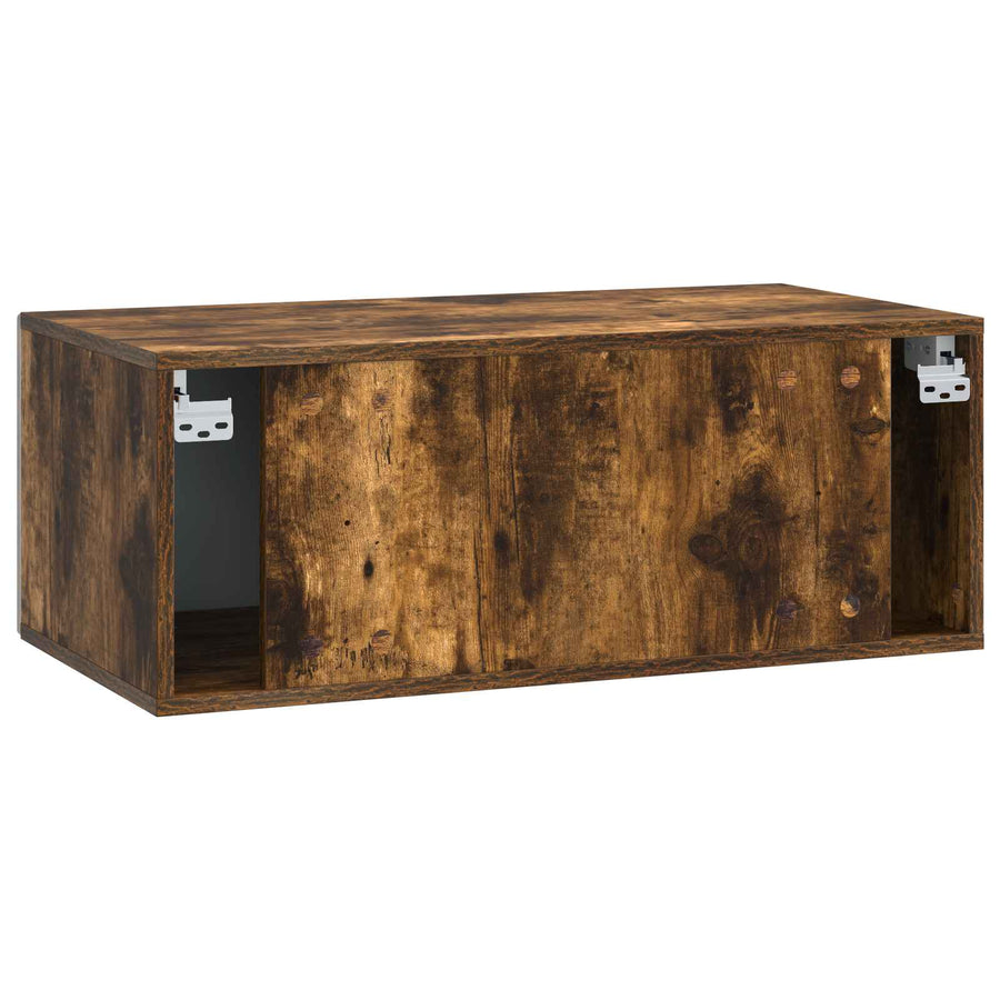 Wandbeugel TV-kast 98 x 31 cm Gerookt eiken Bewerkt hout