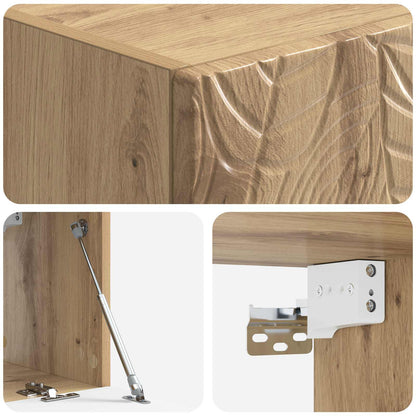 Wandbeugel TV-kast 98 x 31 cm Artisanaal eiken Bewerkt hout