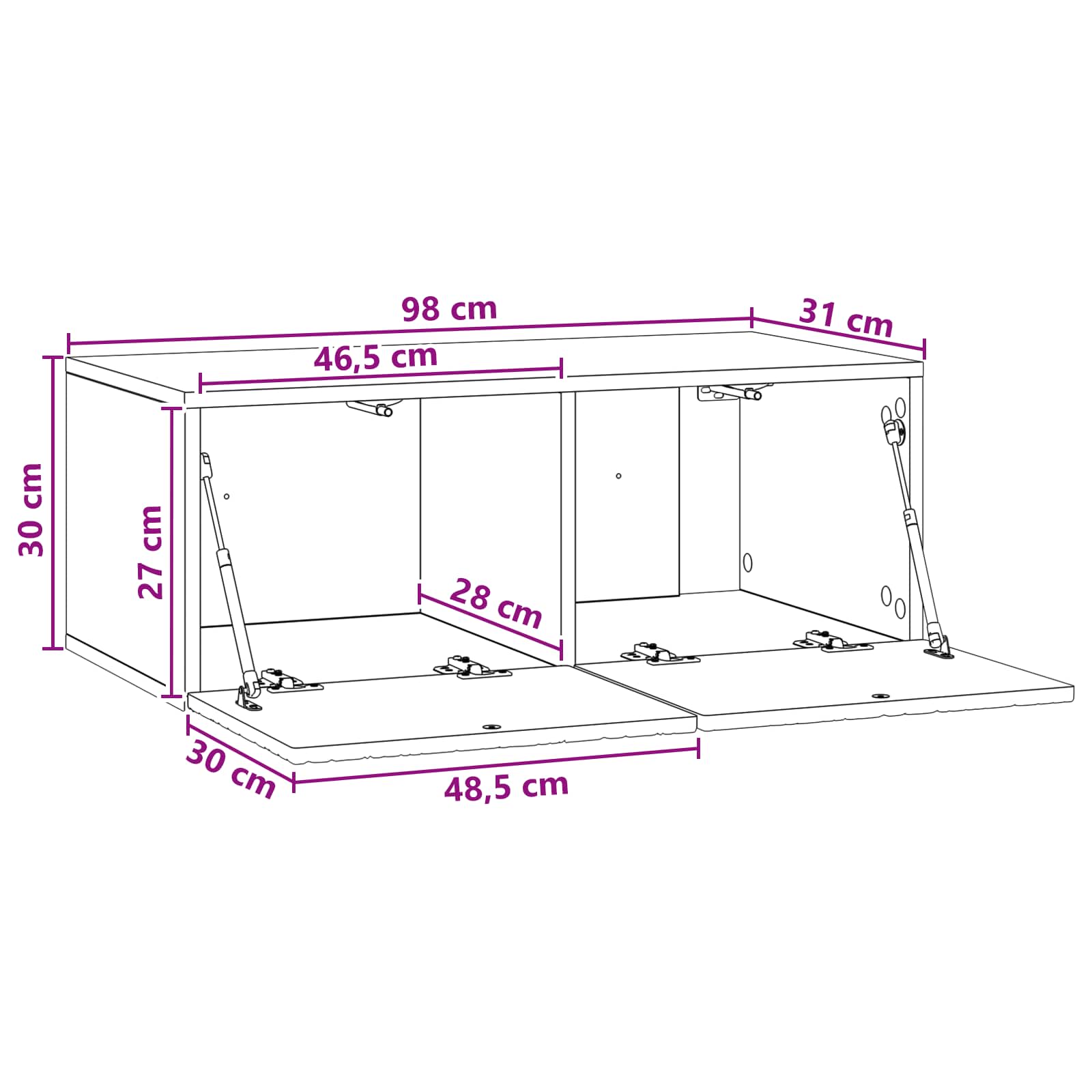 Wandbeugel TV-kast 98 x 31 cm Artisanaal eiken Bewerkt hout