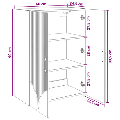 Wandkast Wit 66 x 34,5 x 90 cm Bewerkt hout