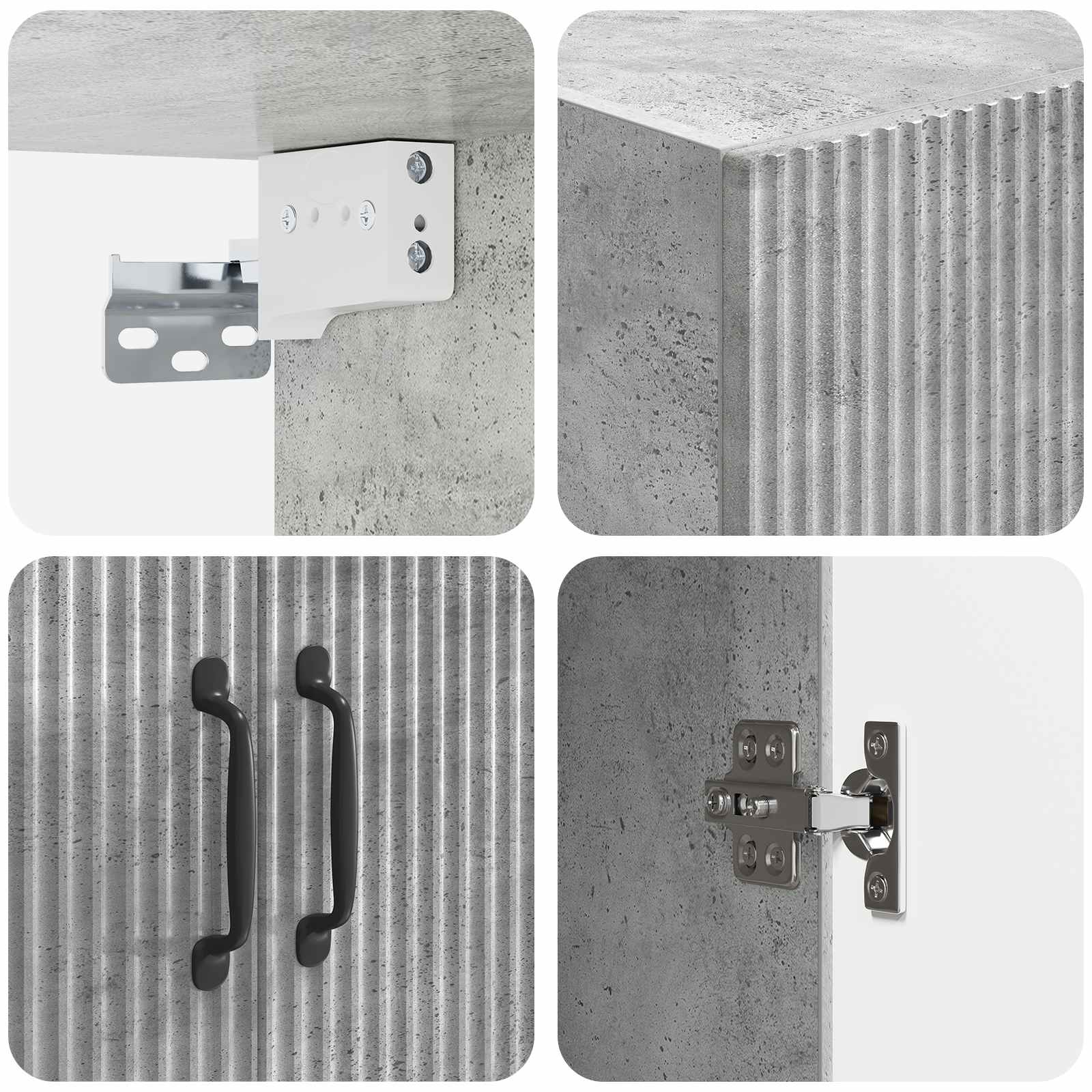 Wandkast Betongrijs 66 x 34,5 x 90 cm Bewerkt hout