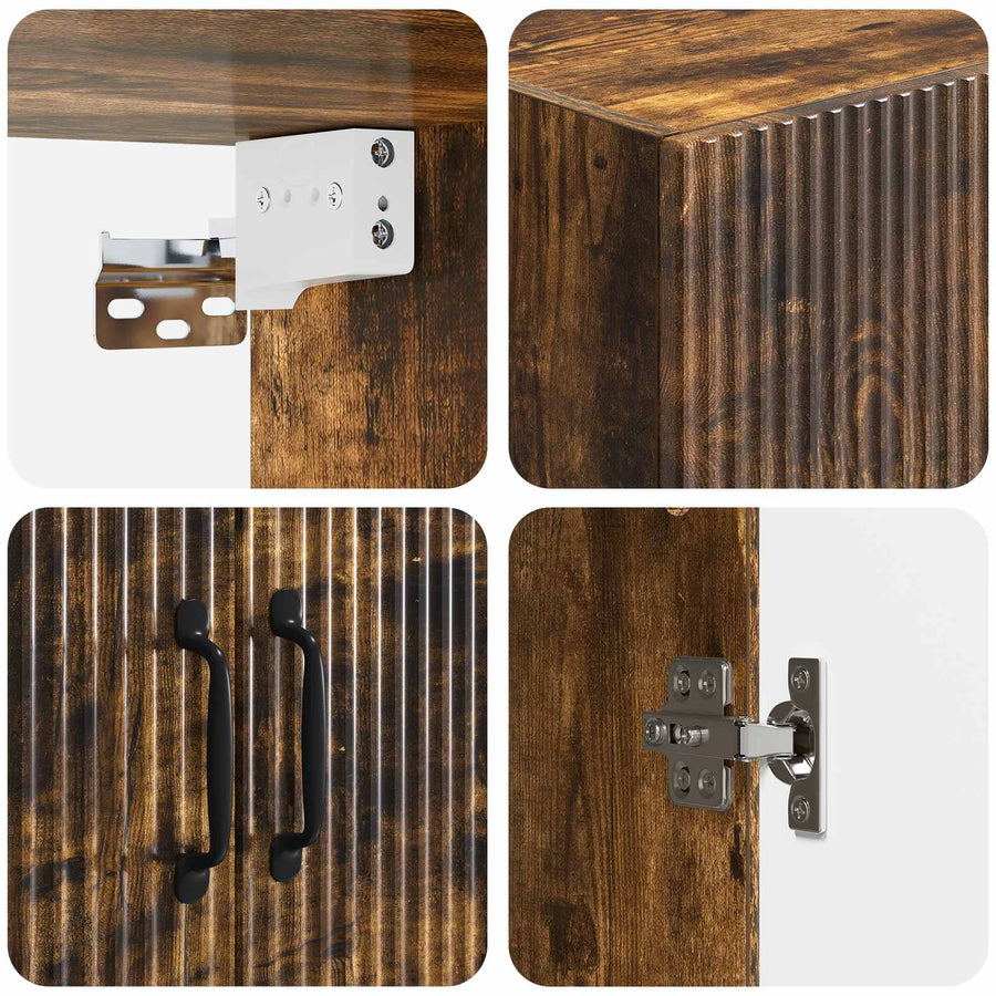 Wandkast Gerookt eiken 66 x 34,5 x 90 cm Bewerkt hout