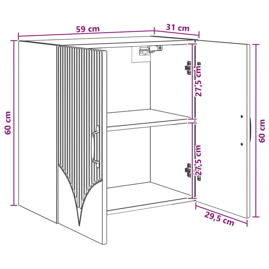 Wandkast Hoogglans Wit 59 x 31 x 60 cm Bewerkt hout