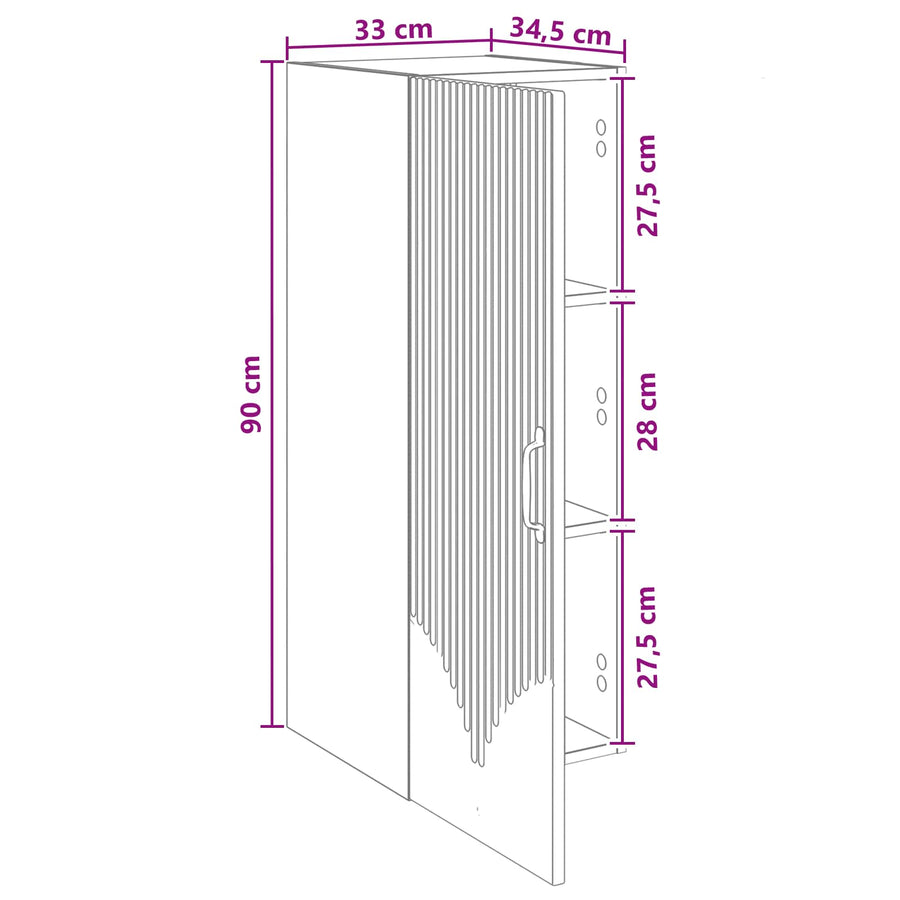 Wandkast Zwart 33 x 34,5 x 90 cm Bewerkt hout