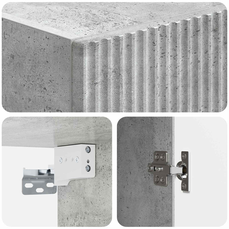Wandkast Betongrijs 33 x 34,5 x 90 cm Bewerkt hout