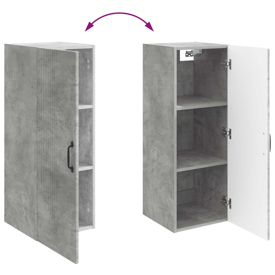 Wandkast Betongrijs 33 x 34,5 x 90 cm Bewerkt hout