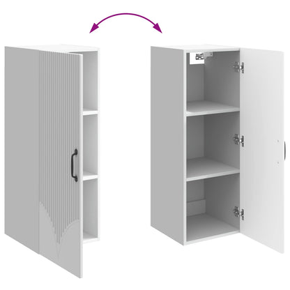 Wandkast Hoogglans Wit 33 x 34,5 x 90 cm Bewerkt hout