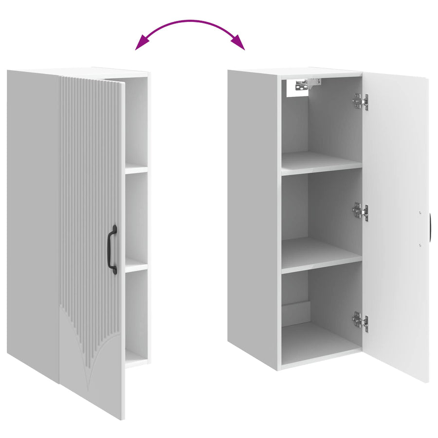 Wandkast Hoogglans Wit 33 x 34,5 x 90 cm Bewerkt hout
