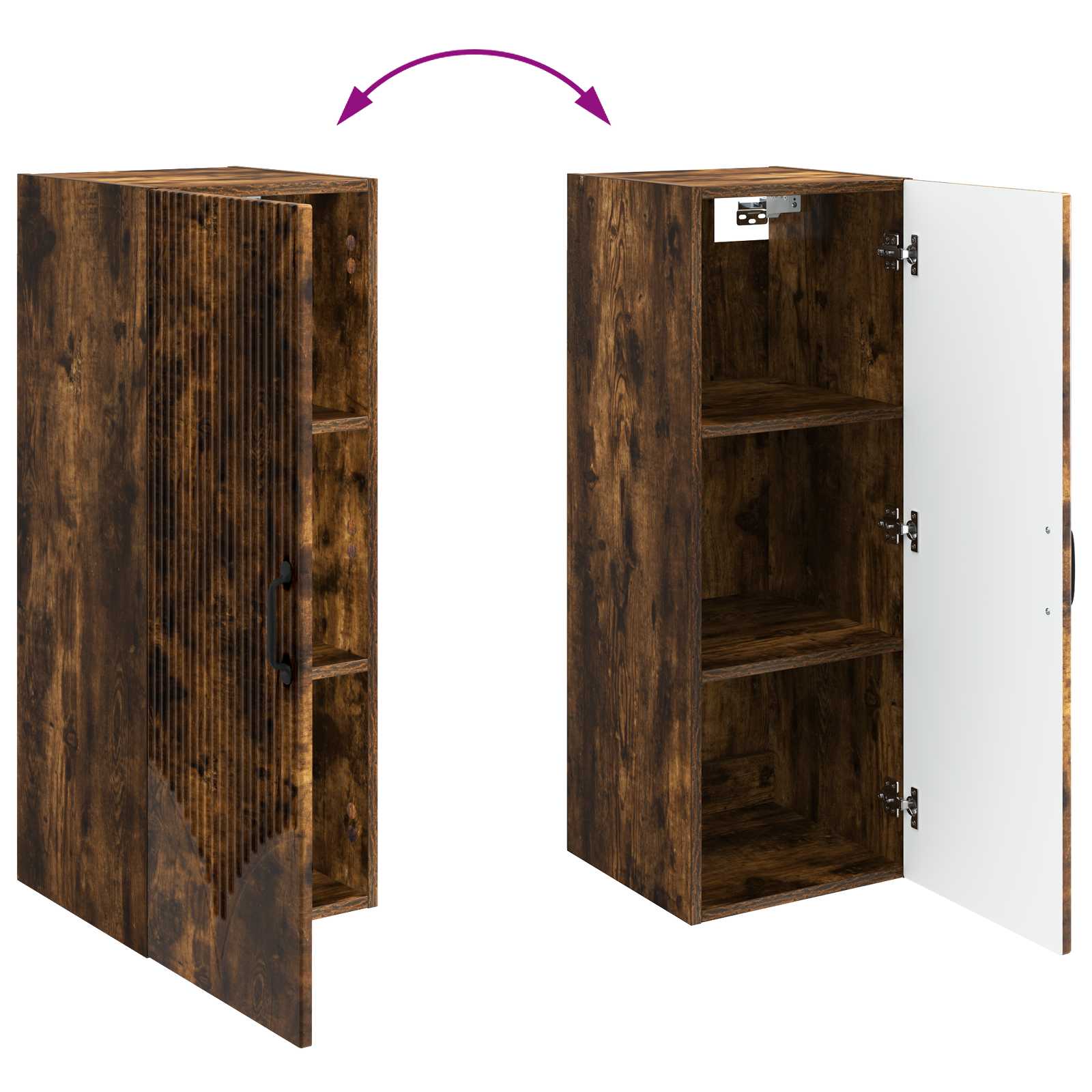 Wandkast Gerookt eiken 33 x 34,5 x 90 cm Bewerkt hout