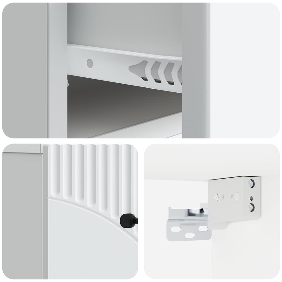 Wandbeugel Bedkast met lade Wit 34,5 x 33 x 20 cm Bewerkt hout