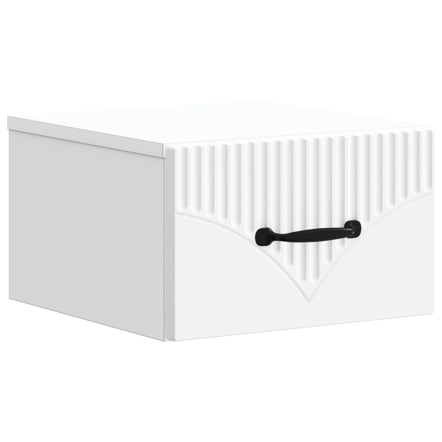 Wandbeugel Bedkast met lade Wit 34,5 x 33 x 20 cm Bewerkt hout