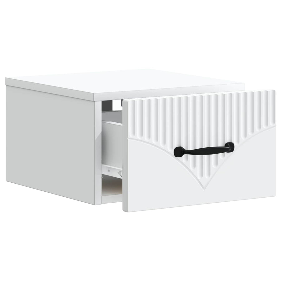 Wandbeugel Bedkast met lade Wit 34,5 x 33 x 20 cm Bewerkt hout