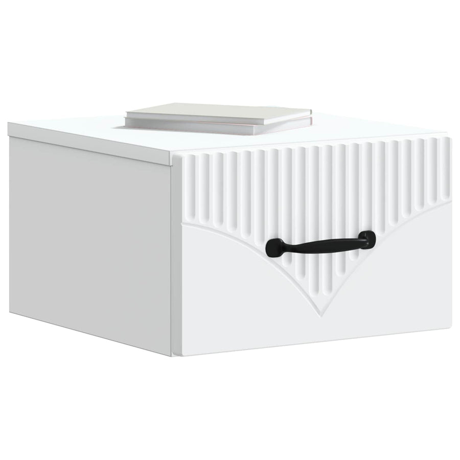 Wandbeugel Bedkast met lade Wit 34,5 x 33 x 20 cm Bewerkt hout