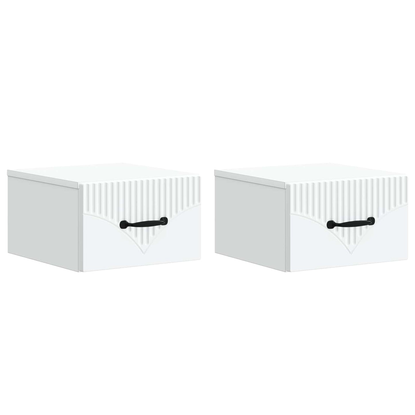 Wandbeugel Bedkast 2 pcs Wit 34,5 x 33 x 20 cm Bewerkt hout