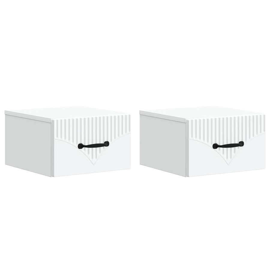 Wandbeugel Bedkast 2 pcs Wit 34,5 x 33 x 20 cm Bewerkt hout