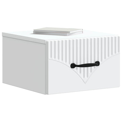 Wandbeugel Bedkast 2 pcs Wit 34,5 x 33 x 20 cm Bewerkt hout