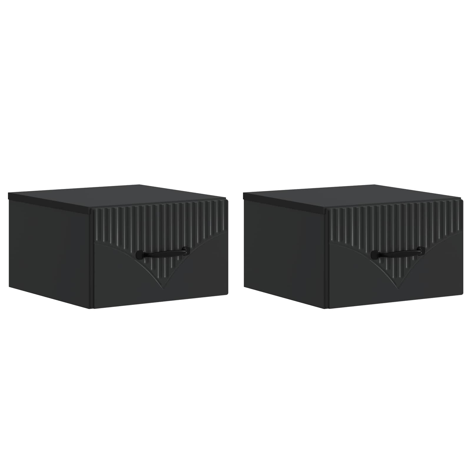 Wandbeugel Bedkast 2 pcs Zwart 34,5 x 33 x 20 cm Bewerkt hout
