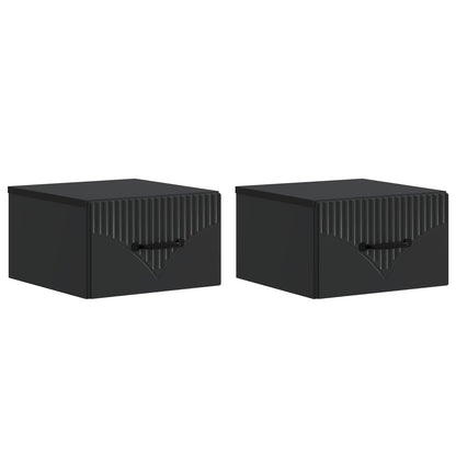 Wandbeugel Bedkast 2 pcs Zwart 34,5 x 33 x 20 cm Bewerkt hout