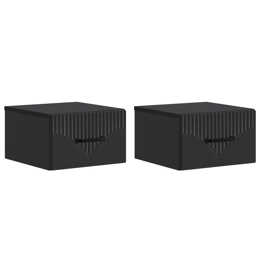 Wandbeugel Bedkast 2 pcs Zwart 34,5 x 33 x 20 cm Bewerkt hout