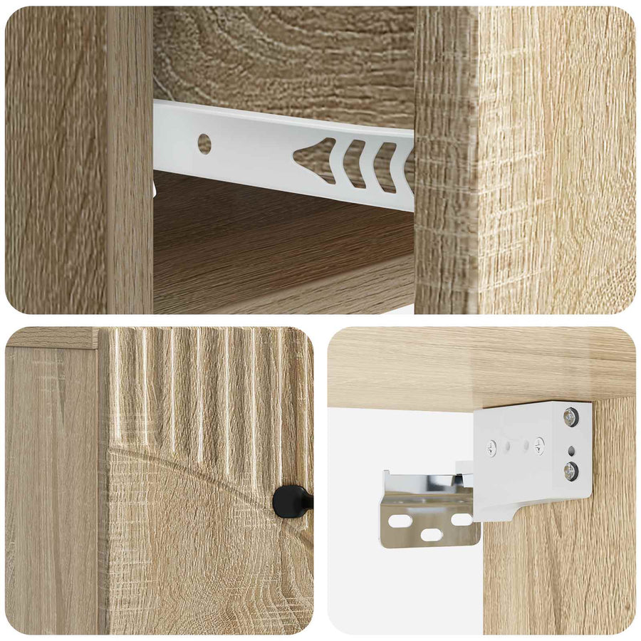 Wandbeugel Bedkast Sonoma Eiken 34,5 x 33 x 20 cm Bewerkt hout