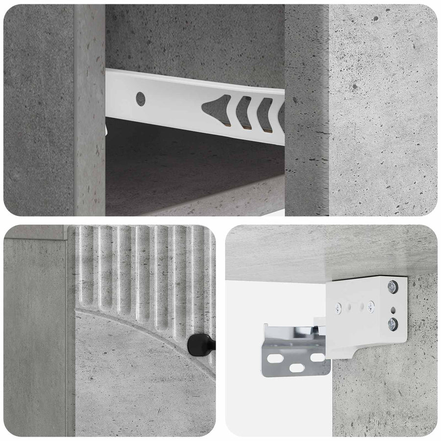 Wandbeugel Bedkast Betongrijs 34,5 x 33 x 20 cm Bewerkt hout