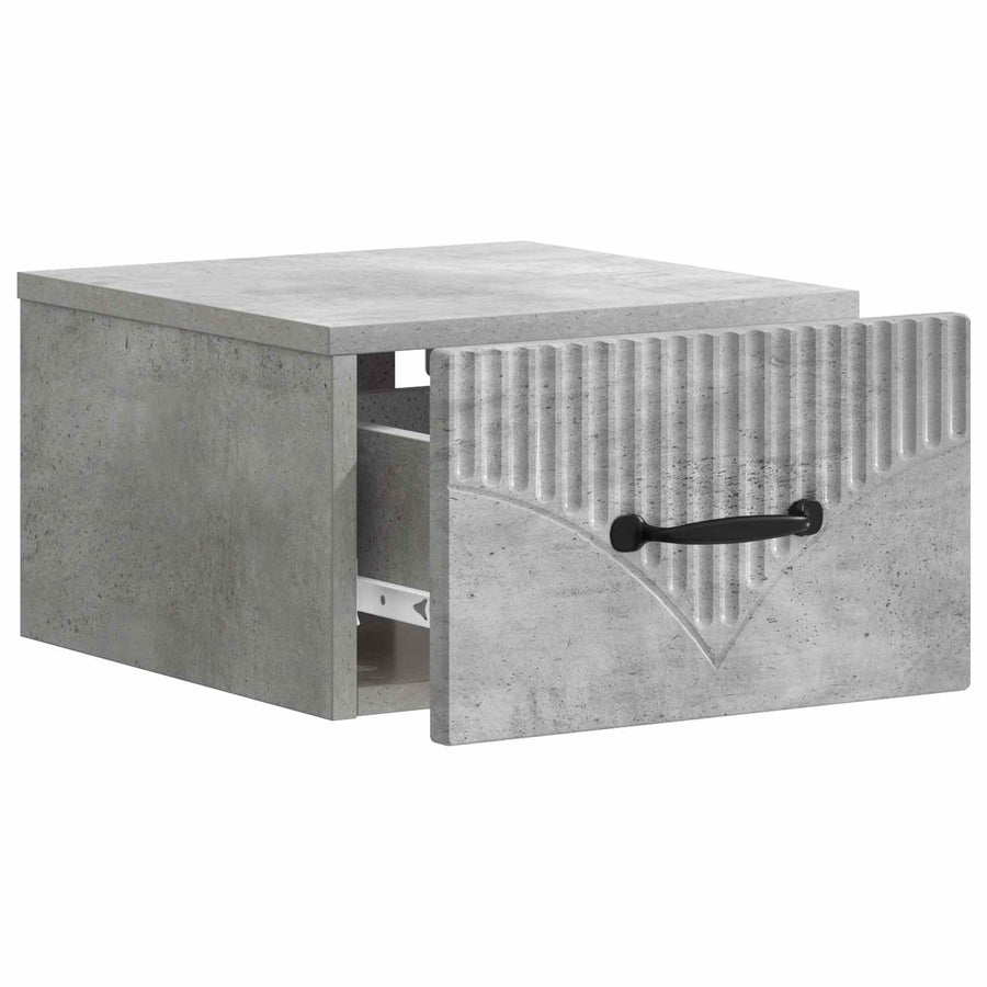 Wandbeugel Bedkast Betongrijs 34,5 x 33 x 20 cm Bewerkt hout