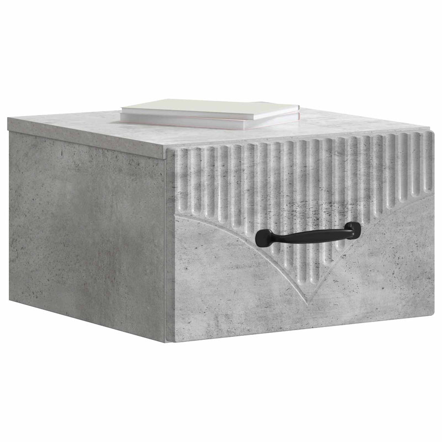 Wandbeugel Bedkast Betongrijs 34,5 x 33 x 20 cm Bewerkt hout