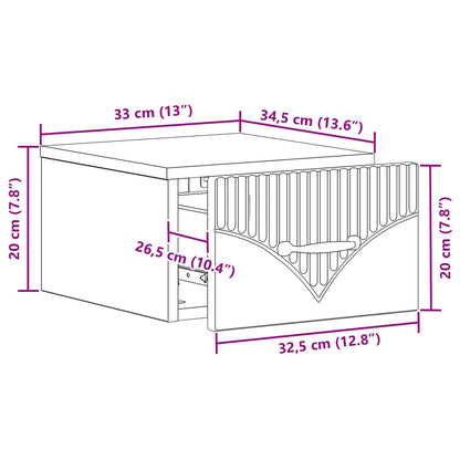 Wandbeugel Bedkast Betongrijs 34,5 x 33 x 20 cm Bewerkt hout