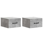Wall-Mounted Murphy Bed Cabinet with Drawer 2 pcs Concrete Grey 34.5 x 33 x 20 cm