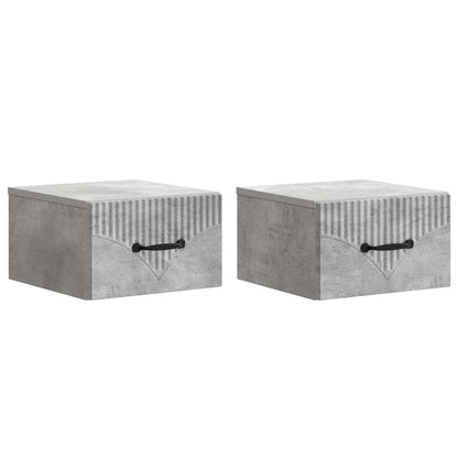 Wandbeugel Bedkast met lade 2 pcs Betongrijs 34,5 x 33 x 20 cm