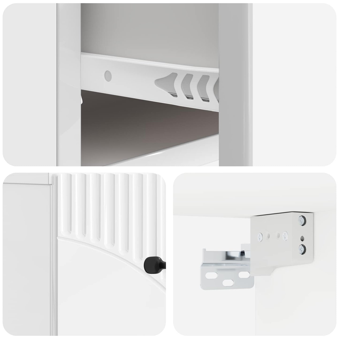 Wandbeugel Bedkast Hoogglans Wit 34,5 x 33 x 20 cm Bewerkt hout