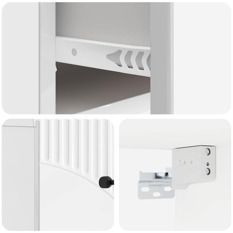 Wandbeugel Bedkast Hoogglans Wit 34,5 x 33 x 20 cm Bewerkt hout