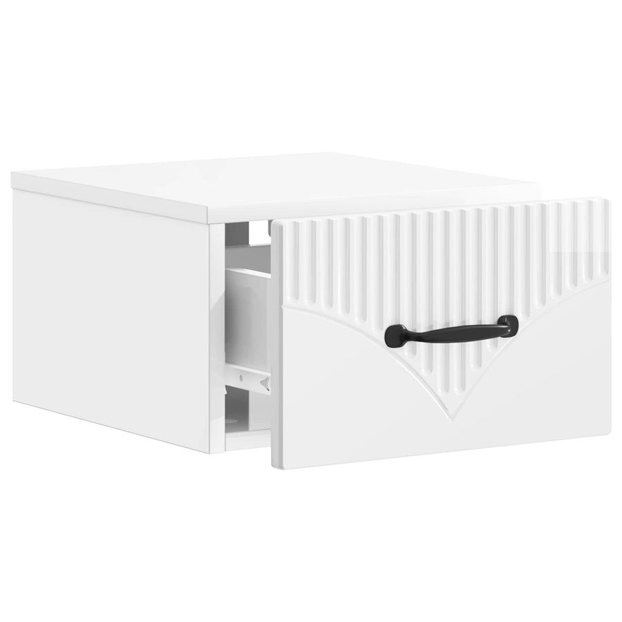 Wandbeugel Bedkast Hoogglans Wit 34,5 x 33 x 20 cm Bewerkt hout