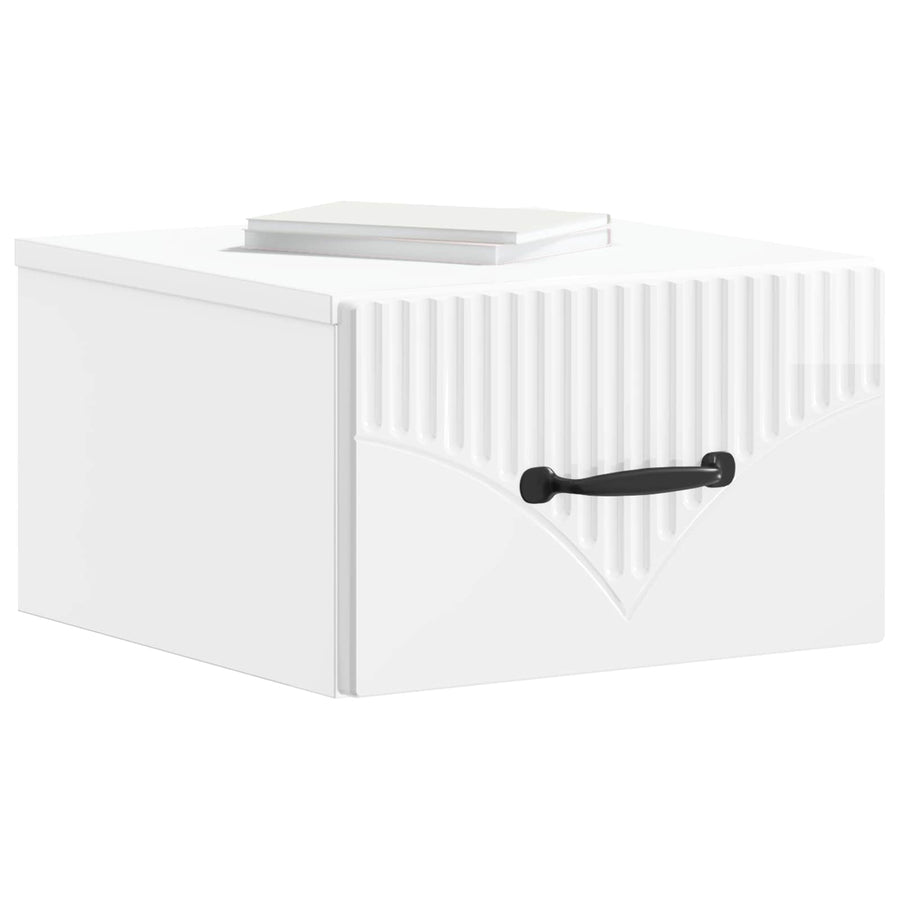 Wandbeugel Bedkast Hoogglans Wit 34,5 x 33 x 20 cm Bewerkt hout