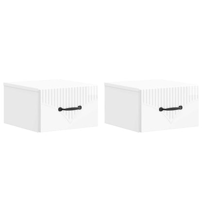 Wandbeugel Bedkast 2 pcs Hoogglans Wit 34,5 x 33 x 20 cm