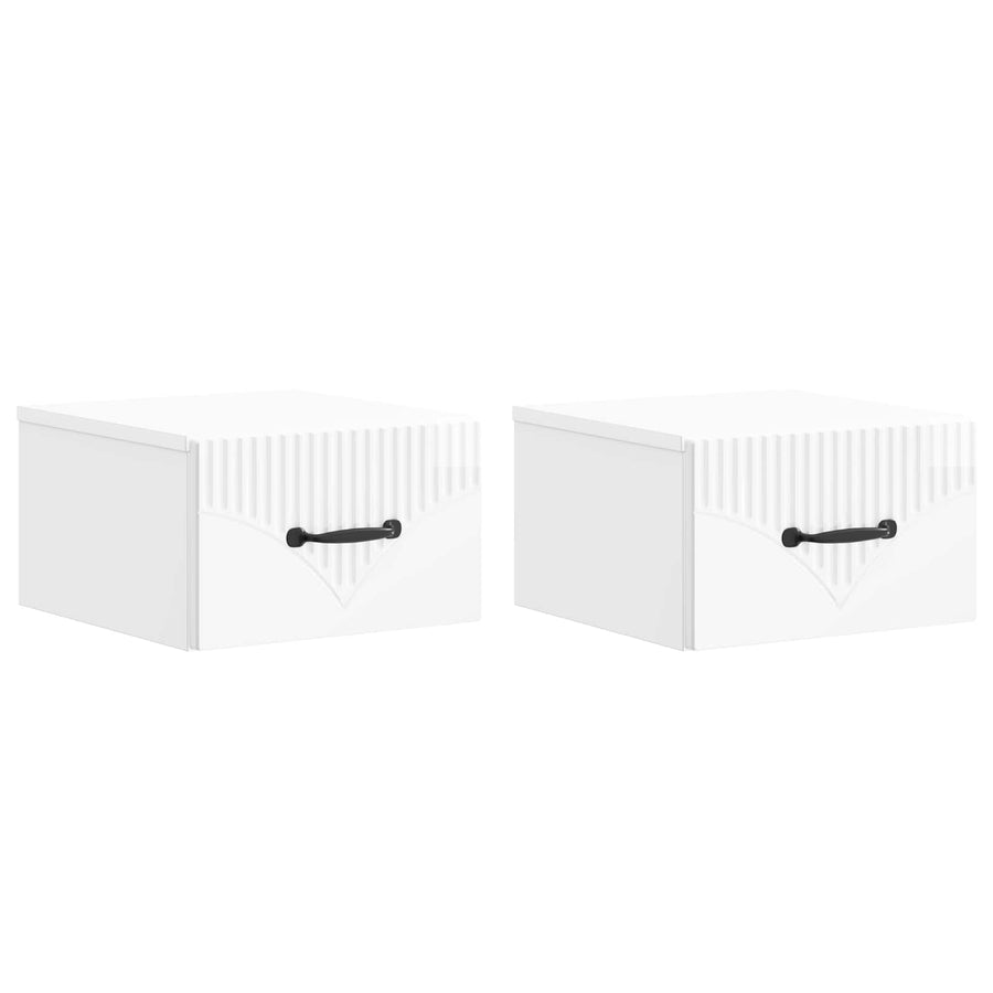 Wandbeugel Bedkast 2 pcs Hoogglans Wit 34,5 x 33 x 20 cm