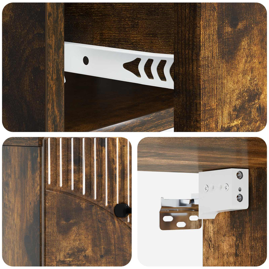 Wandbeugel Bedkast Gerookt eiken 34,5 x 33 x 20 cm Bewerkt hout
