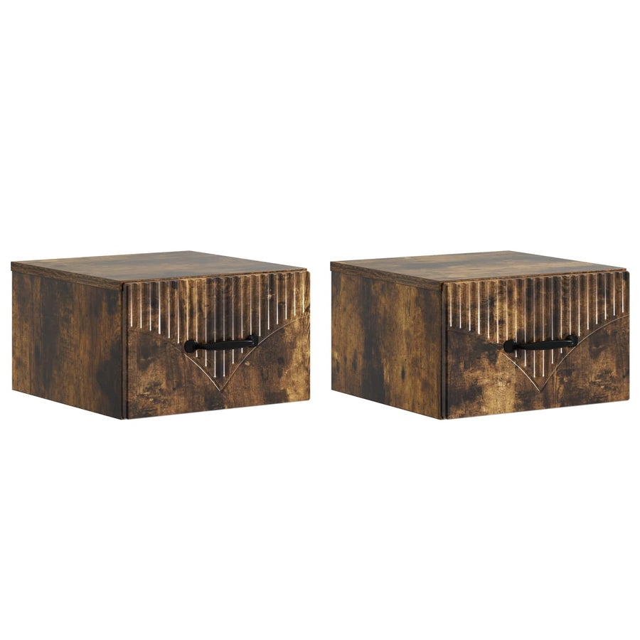 Wandbeugel Bedkast 2 pcs Gerookt eiken 34,5 x 33 x 20 cm