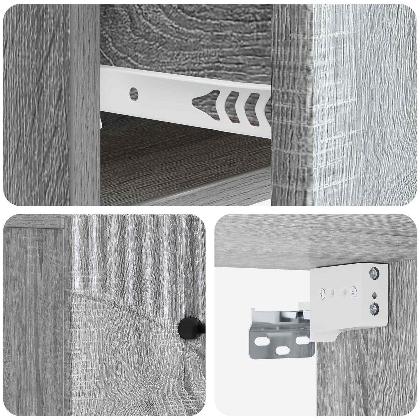 Wandbeugel Bedkast 2 pcs Grijs sonoma 34,5 x 33 x 20 cm