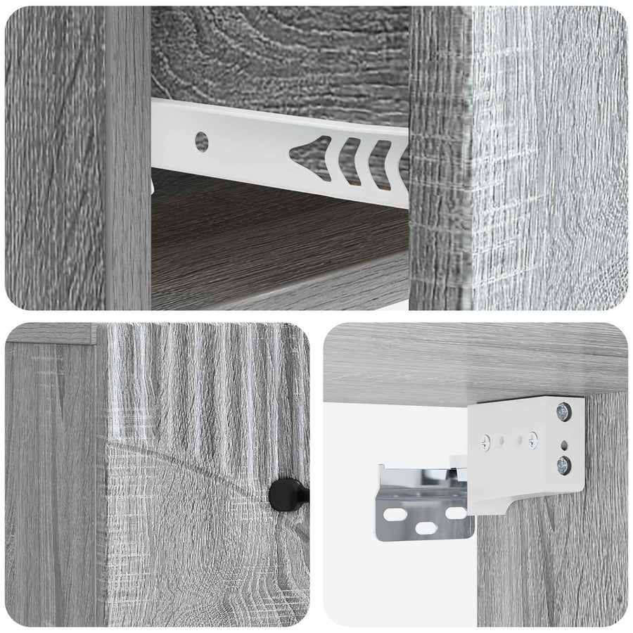 Wandbeugel Bedkast 2 pcs Grijs sonoma 34,5 x 33 x 20 cm