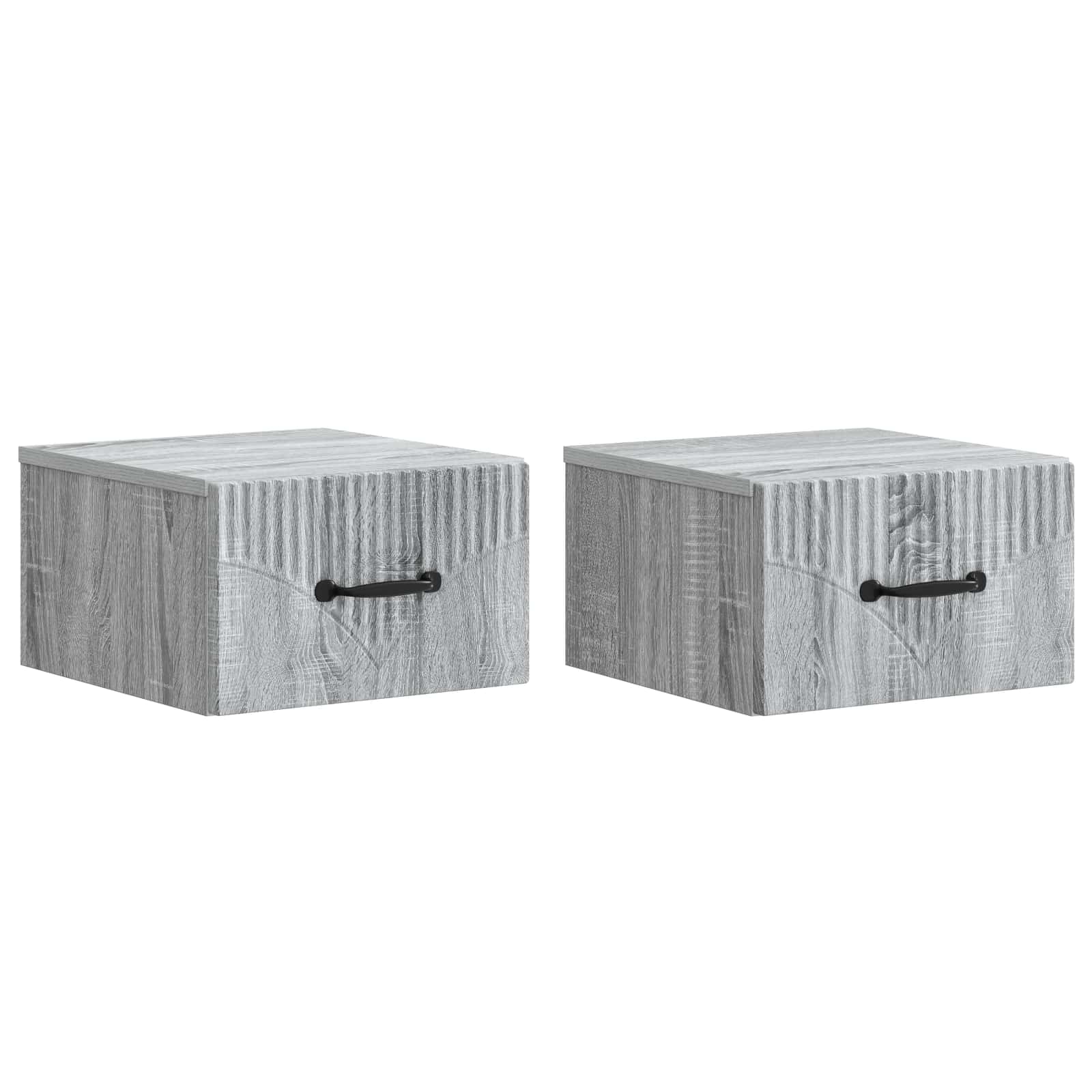 Wandbeugel Bedkast 2 pcs Grijs sonoma 34,5 x 33 x 20 cm