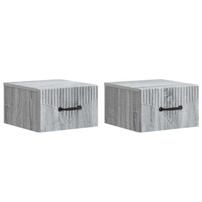 Wandbeugel Bedkast 2 pcs Grijs sonoma 34,5 x 33 x 20 cm