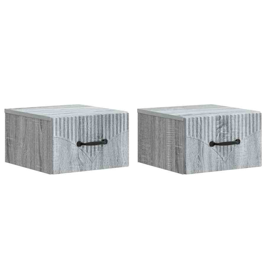 Wandbeugel Bedkast 2 pcs Grijs sonoma 34,5 x 33 x 20 cm