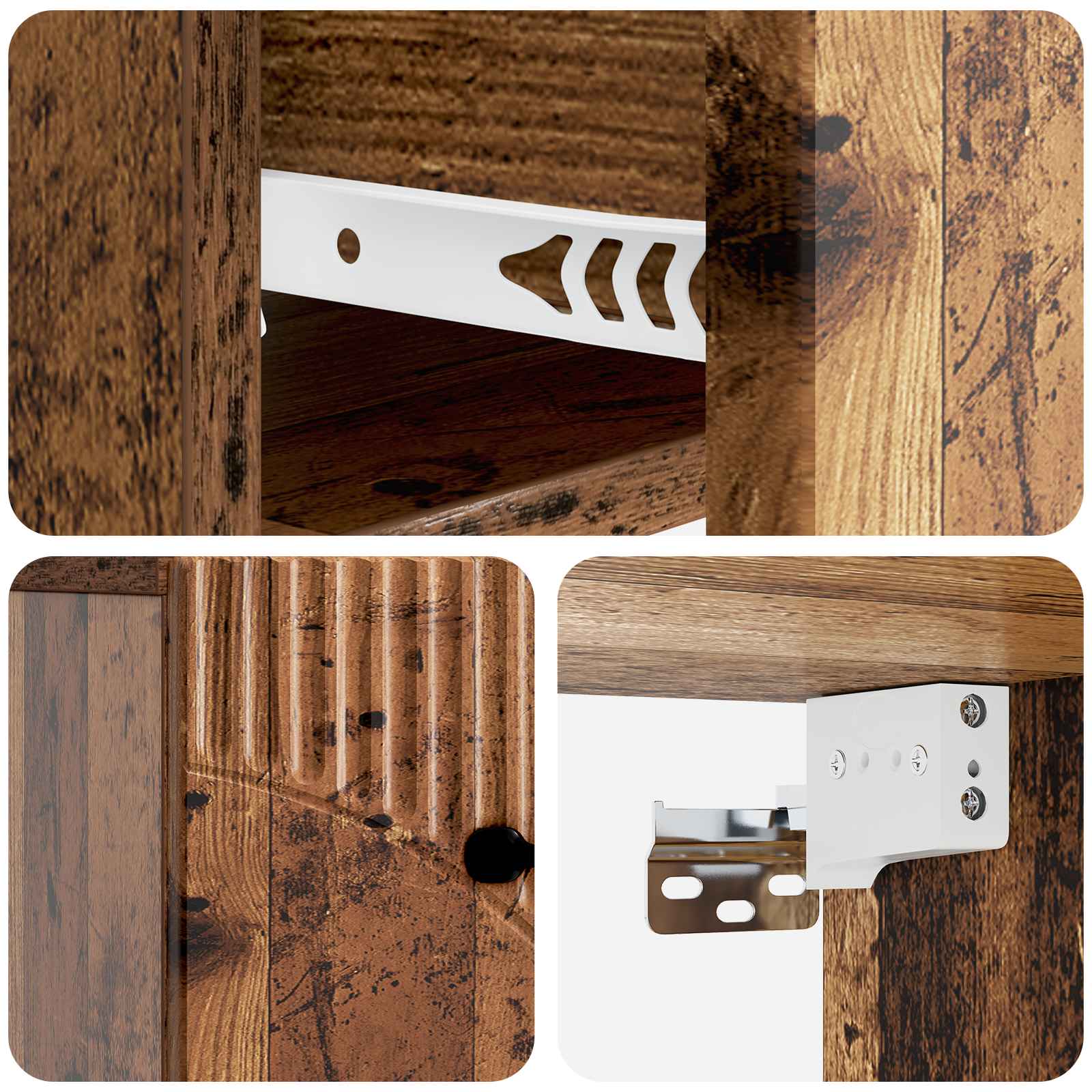 Wandbeugel Bedkast met lade 2 pcs Oud hout 34,5 x 33 x 20 cm