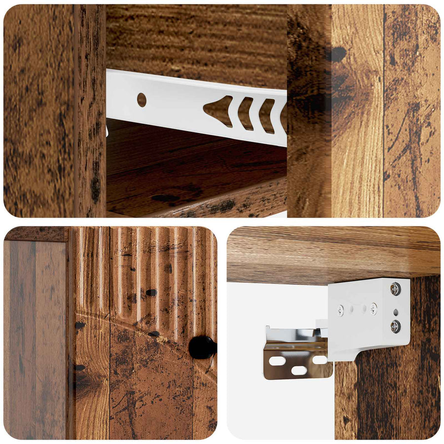 Wandbeugel Bedkast met lade 2 pcs Oud hout 34,5 x 33 x 20 cm