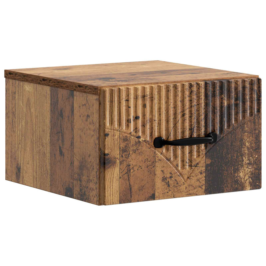 Wandbeugel Bedkast met lade 2 pcs Oud hout 34,5 x 33 x 20 cm