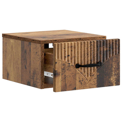 Wandbeugel Bedkast met lade 2 pcs Oud hout 34,5 x 33 x 20 cm